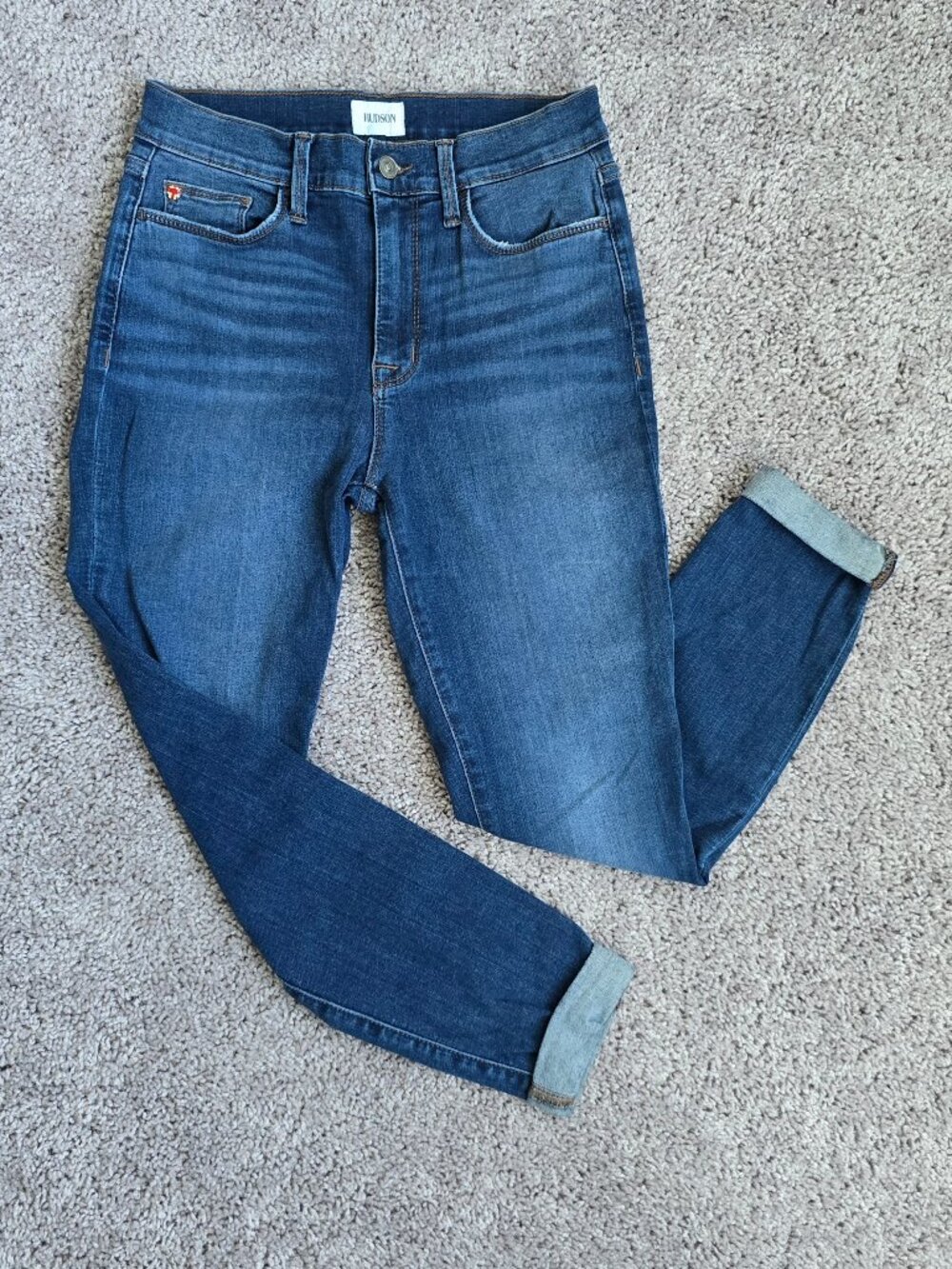 Hudson Blair High Rise Super Skinny Ankle Jeans Medium Wash Stretch Denim 28